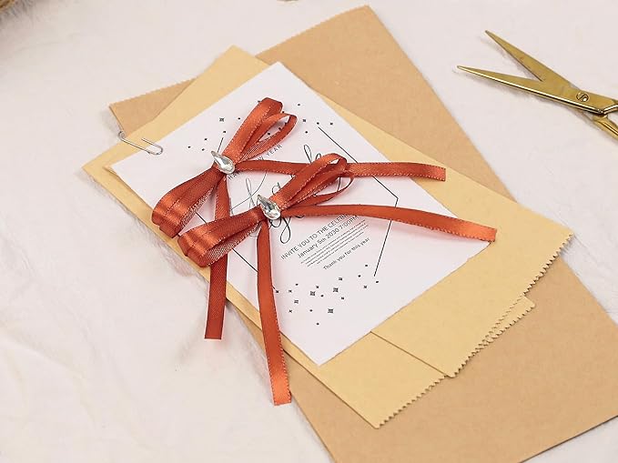 Copper Satin Ribbon 1/4 inch X Continuous 25 Yards, Single Face Polyester Ribbon Perfect for Gift Wrapping, Flower Bouquet, Wedding Decor, Crafts, Bow Making, Sewing and More