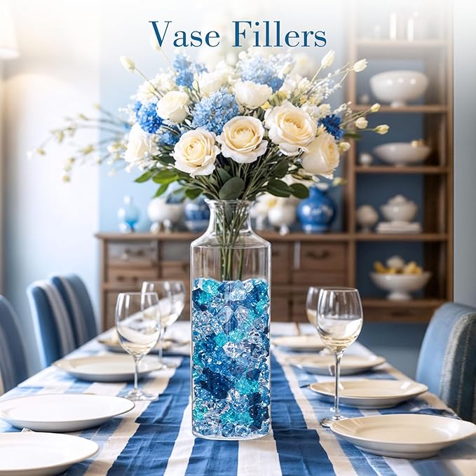 DomeStar 500PCS Fake Ice, Assorted Acrylic Glass Beads,Vase Fillers Fish Tank Decor Table Scatter Decoration