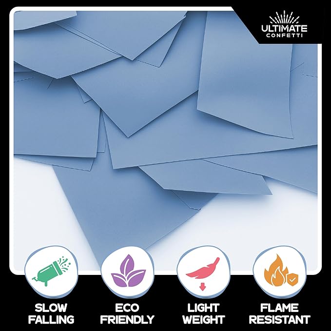 Ultimate Confetti, Baby Blue Biodegradable Confetti - Rectangular Flame-Resistant Tissue Paper Confetti for Cannon and Launcher use – Best for Gender Reveal, Parties, and Concerts - 20 lb, 320 oz