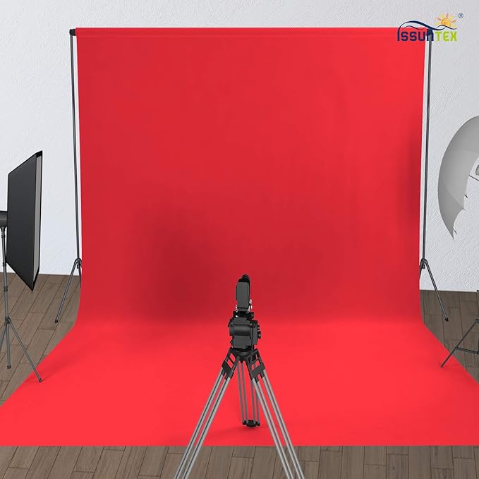 ISSUNTEX 10X12 ft Background Muslin Backdrop, Photo Studio, Collapsible High Density Screen for Video Photography and Television-Red