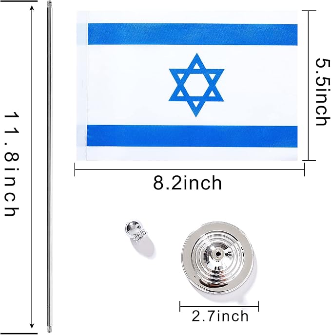 ZXvZYT 2 Pack Israel flag Israeli Table Flag Small Mini Israeli Desk Flags With Stand Base,International Festival Events Celebration Decorate,Home office Decorations
