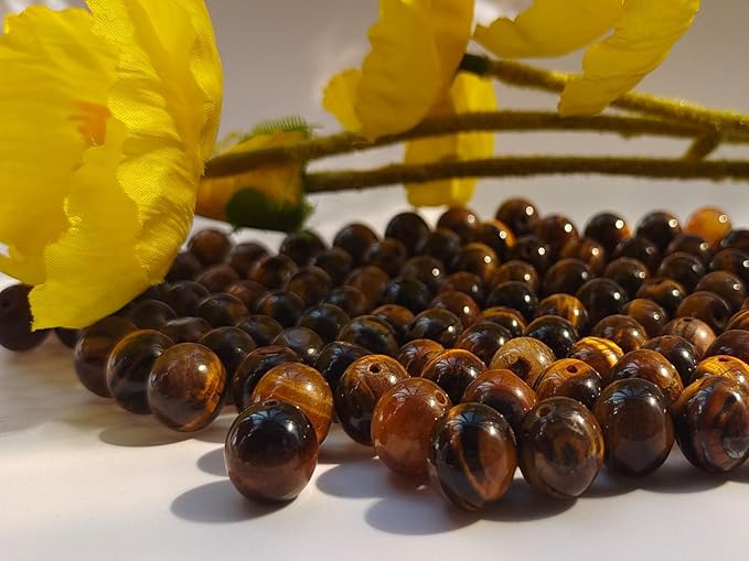 Stone Beads 6mm 140pcs Yellow Tiger Eye Beads Round Loose Gemstones Beads for Bracelet Necklace Jewelry Making (6mm, 60614 Yellow Tiger Eye)
