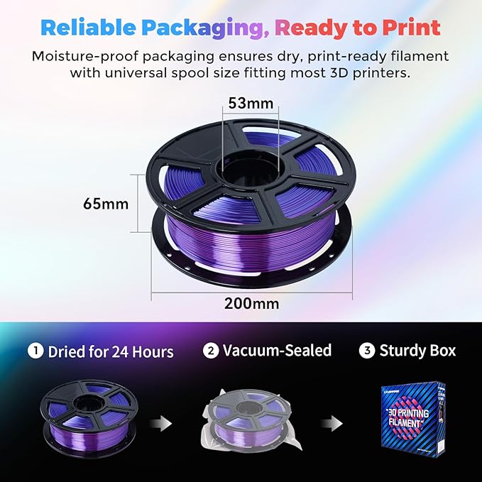 FLASHFORGE Silk Dual Color Filament, Blue and Rose 2 in 1 Coextrusion Silk PLA Filament 1.75mm, 3D Printer Filament Color Change 1kg(2.2lbs) Spool, Dimensional Accuracy +/- 0.02mm