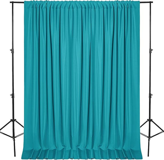 DWCN 10x10 FT Turquoise Backdrop Curtains for Parties, Photography Backdrop Drapes with Rod Pockets for Wedding Decorations Stage Birthday Family Gatherings, 2 Panels 5ft x 10ft