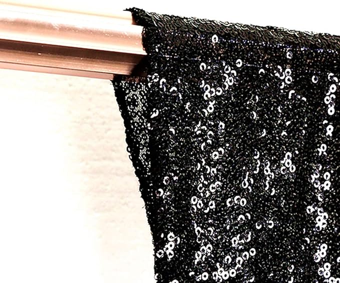 Juya Delight 4ft x 7ft Black Sequin Photo Backdrop Curtain for Wedding Party Decoration Festival Ceremony