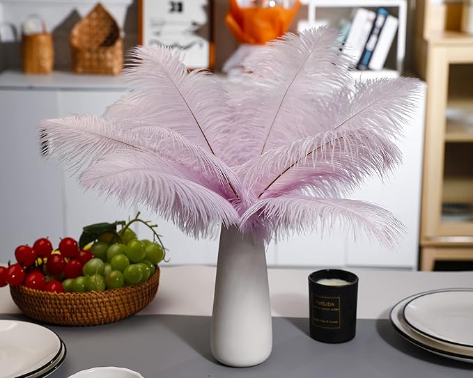 Ballinger Light Purple Ostrich Feathers - 24Pcs 10-12inch Lavender Feathers for Party Centerpieces,Flower Arrangement and Home Decor