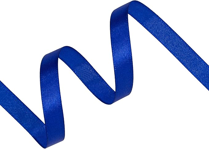 Royal Blue Satin Ribbon 3/8 inch X Continuous 50 Yards, Single Face Polyester Ribbon Perfect for Gift Wrapping, Flower Bouquet, Wedding Decor, Crafts, Bow Making, Sewing and More