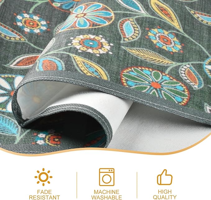 Snycler Table Runner Boho Table Runners Vintage Elegant Farmhouse Table Center Linen Decor for Home Dining Party Entrance (13x48 Inch) Gray&Green
