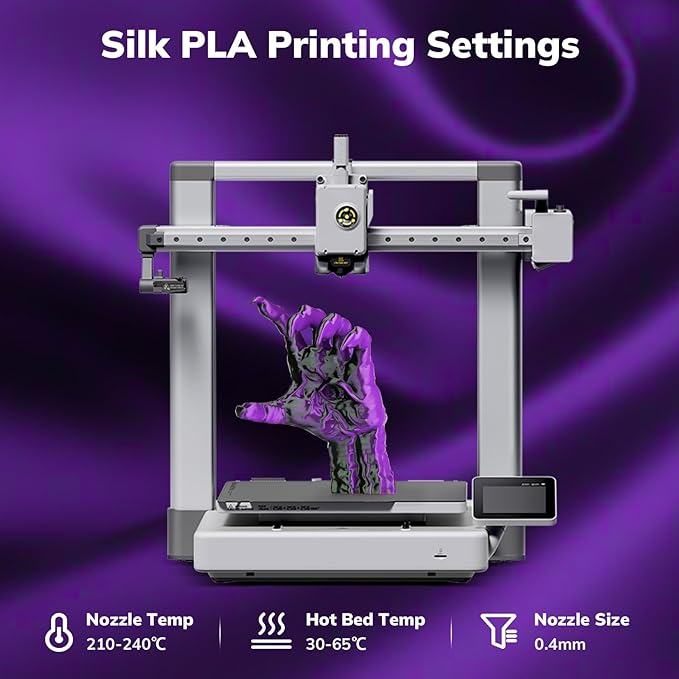 AMOLEN Silk PLA 3D Printer Filament, Shiny Dual Color Black Purple PLA 1.75mm, Multicolor Change 3D Printing Filament for Most FDM 3D Printer, 1kg Spool(2.2lbs)