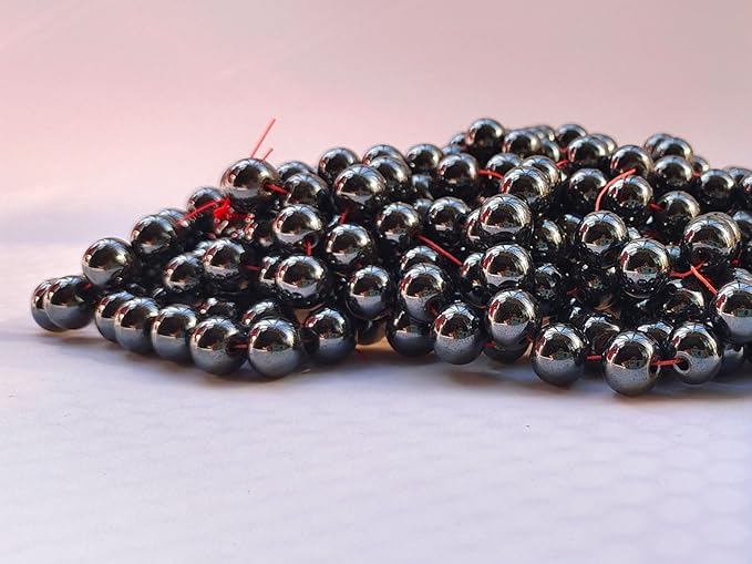 Stone Beads 8mm 100pcs Black Hematite Beads Round Loose Gemstones Beads for Bracelet Necklace Jewelry Making (8mm, 60819 Black Hematite)