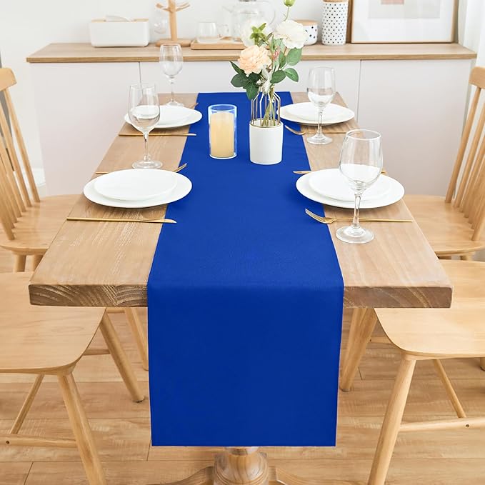 2 Pack Blue Table Runner 12 x 90 Inch Solid Color Farmhouse Runners Coffee Table Dresser for Daily Party Home Decoration