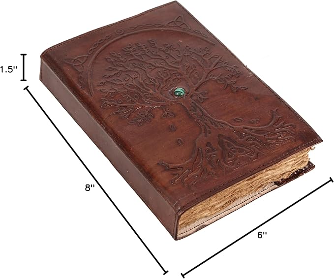 Leather Journal Refillable Lined Deckle Paper Tree of Life Handmade writing Notebook Diary Leather Bound Daily Notepad for women and men Writing pad Gift for Artist Sketch