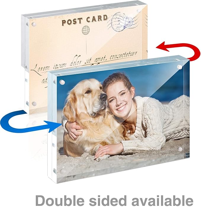 TWING 5 x 7 Inch 3 Pack Acrylic Photo Frame Horizontal Magnet Double Sided Acrylic Picture Frames Set with Microfiber Cloth,10+10MM Thickness Clear Picture Frame Desktop Display Gift Ideal