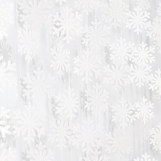 Snowflake-Snow White Christmas Party-Decoration Garland - 52ft Frozen Winter Wonderland Ornaments Hanging Paper Streamers,New Years Birthday Baby Shower Wedding Holiday Classroom Ceiling Decor Hugfond