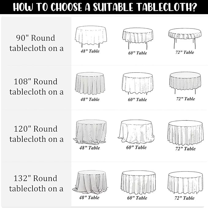 Fivenl 8 Pack Round Tablecloth 90 Inch Round Table Covers Bulk Washable Polyester Fabric Round Table Clothes for Wedding Party Reception Banquet Buffet Restaurant (Black, 90 Inch)