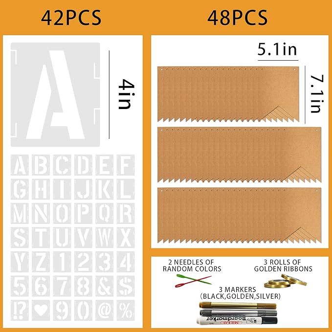 48 PCS Custom Banner with Letter Templates Markers Ribbon- Customizable Party Decoration for Birthday Wedding Baby Shower