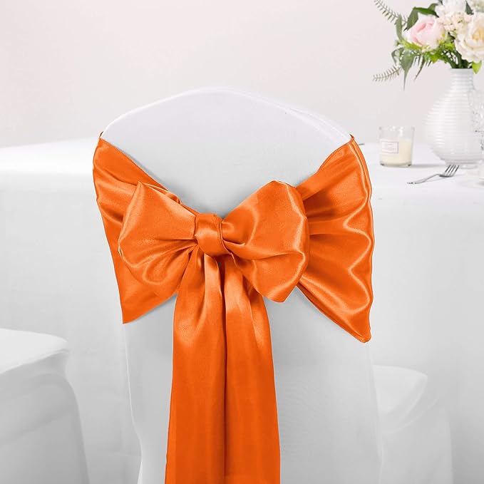 5-Pack Satin Table Runner Orange 12 x 108 inches Long, Table Runners for Wedding, Birthday Parties, Banquets Decorations（5 Pack, 12x108 Inch, Orange）