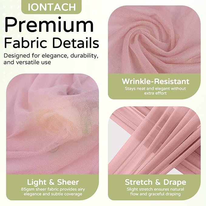 Wedding Arch Draping Fabric 29" x 19Ft Sheer Drapes for Backdrop Wedding Ceremony Reception Ceiling Decor Curtain Baby Bridal Shower Decoration (Dusty Rose, 2 Panels)