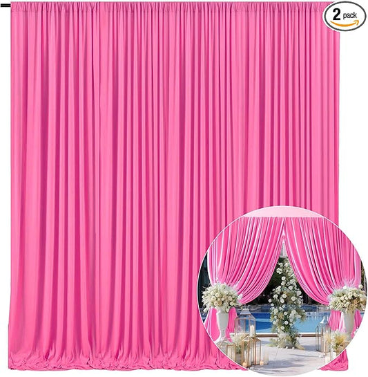 10 x 10 Feet Pink B Backdrop Curtain for Partie, Background Curtains for Photoshoot, Birthday, Wedding, Halloween, Thanksgiving, Christmas Day, New Year Party Decorations 5Ft x 10Ft, 2 Panels