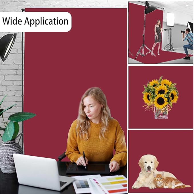 Wine Red Photography Backdrop for Photoshoot, Photo Backdrop Curtain, Perfect Wine Red Backdrops for Party Portrait Photoshoots Video Studio 5FTx7FT