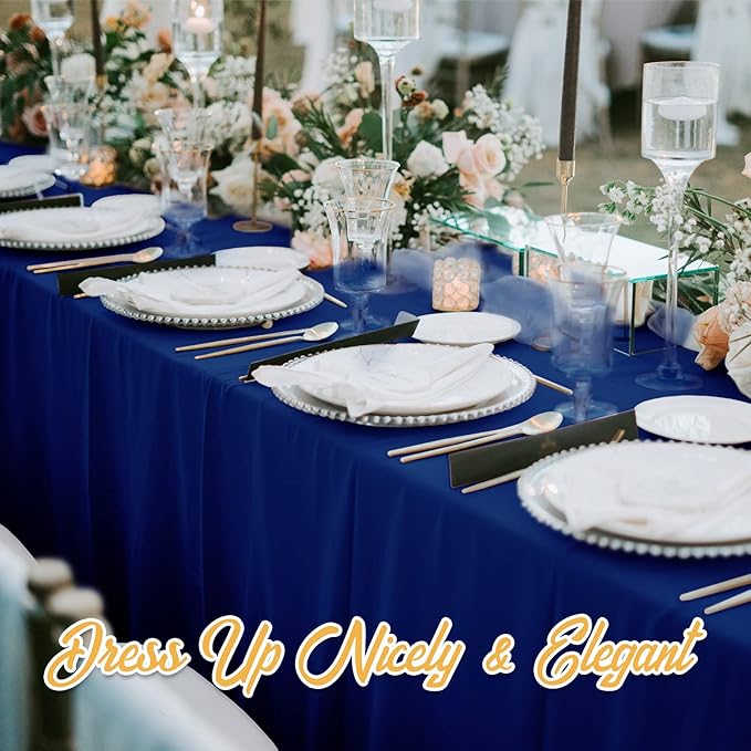BRILLMAX 8 Pack Navy Blue Tablecloths for 8 Foot Rectangle Tables 60 x 126 Inch - 8ft Rectangular Bulk Linen Polyester Fabric Washable Cloth Cover for Wedding Reception Banquet Birthday Party