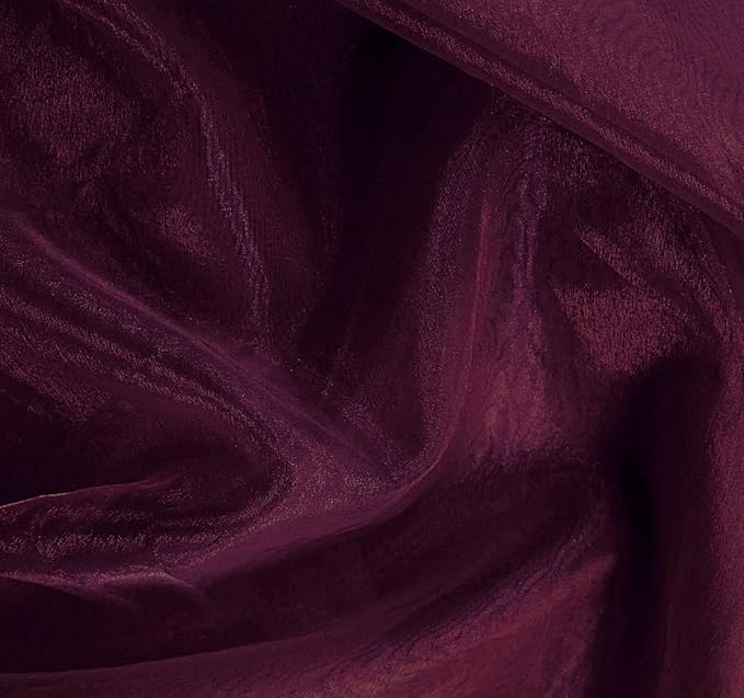 VDS Eggplant Organza Fabric, 20 Yards Continuous, 45” Wide, Wedding Party Decoration Iridescent Crystal Sheer Shiny Organza Tulle Bridal Dress DIY Crafts Costume Sewing Backdrop Arch Cloth