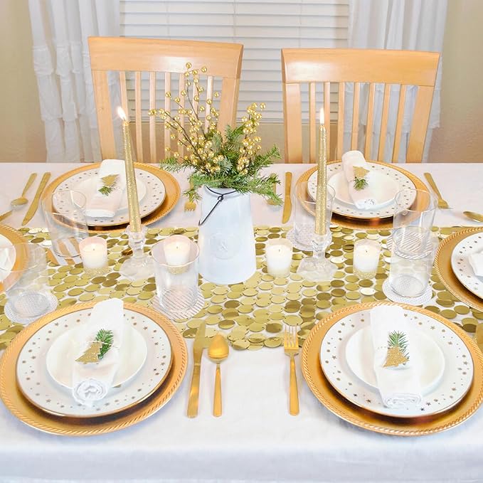 VHH Sequin Table Runner 12 x 108 inches Gold Table Runner, Glitter Runner for Party Wedding Birthday, Party Spring Easter Rustic, Birthday Supplies Decorations (1 Pack).