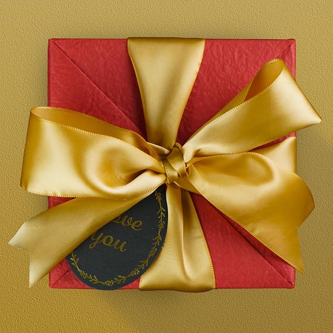 1-1/2" x 50 Yards Gold Satin Ribbon Single Faced Fabric Ribbons for Gift Wrapping, Crafting, Floral Arrangements, Flower Bouquet, Wedding, Home Decor