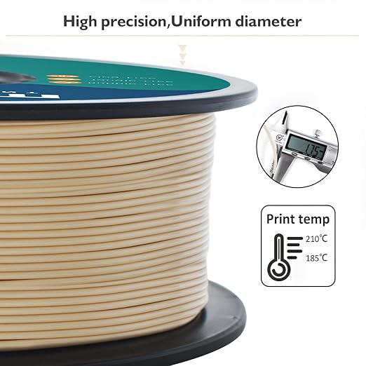 GIANTARM 3D Printer Filament, Bone White Pla Filament, 1Kg(2.2lbs) Spool, 1.75mm Dimension Accuracy +/- 0.03mm, 3D Printing Filament