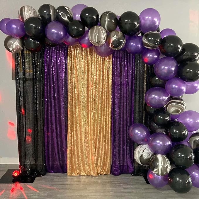 Purple Sequin Backdrop Curtains Glitter Drapes 2FTx8FT 2 Panels for Wedding Birthday Party Decorations Sparkly Photography Background