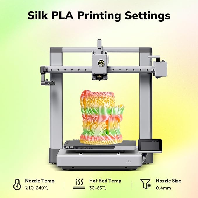 AMOLEN Silk PLA 3D Printer Filament, Shiny Multicolor Rainbow PLA Filament 1.75mm, Gradient Color Change PLA 3D Printing Filament for Most FDM 3D Printer, Red Green Yellow, 1kg (2.2lbs)