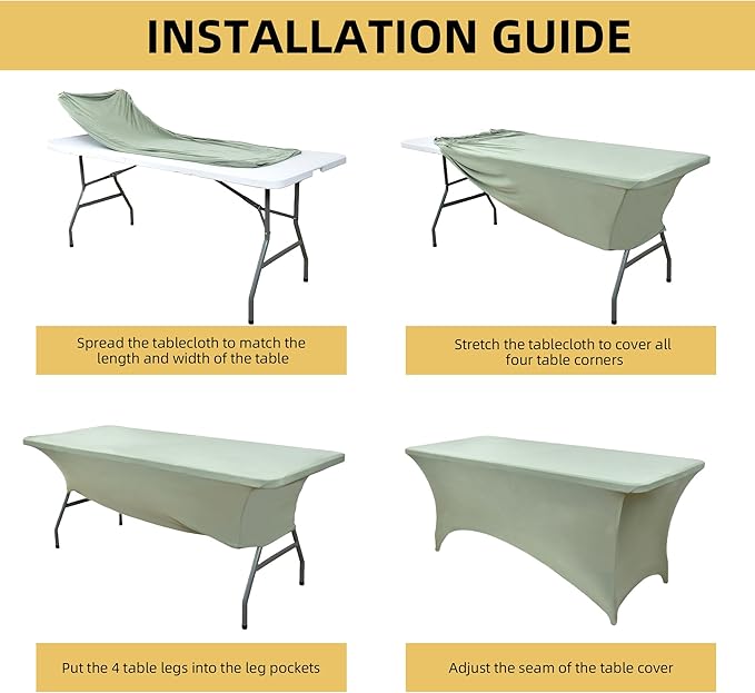121 2-Pack 6ft Spandex Table Covers for Rectangle Standard Folding Tables - Wrinkle Resistant Stretch Tablecloths - Ultimate Fitted Table Protector for Parties, Banquet, and Wedding