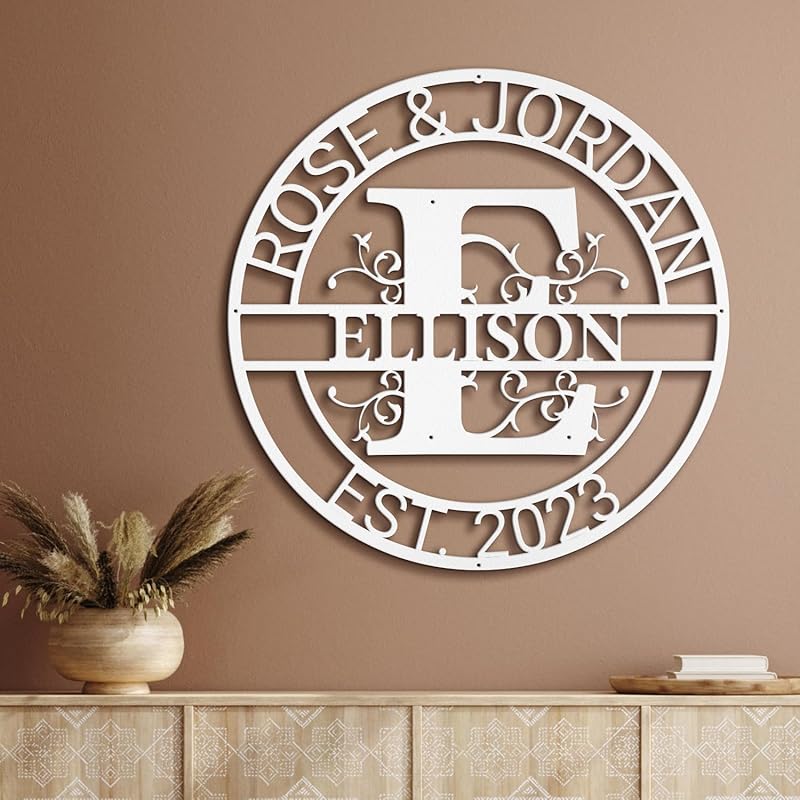 Custom Metal Wall Art Split Letter Monogram Metal Wall Art Last Name Sign Family Name Sign Personalized Wedding Gift Fire Pit Outdoor Decor Cabin