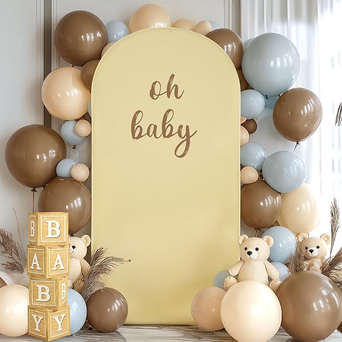 6.6FT Beige Arch Backdrop Cover - Polyester Fitted Wedding Arch Stand Covers Round Top Chiara Arch Backdrop Cover for Birthday Party Banquet Photo Background Decoration