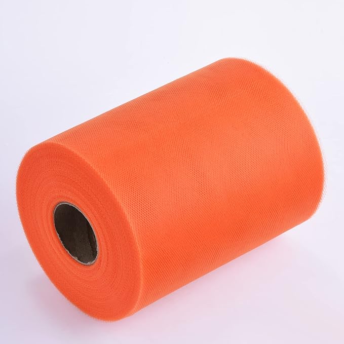 Tulle Rolls 6” by 100 Yards (300 feet) Tulle Roll Spool Fabric for DIY Tutu Skirts Wedding Baby Shower Crafts Decorations Party Supplies(New-Orange)