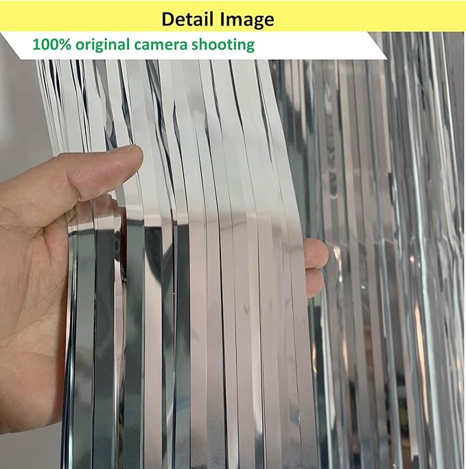 Silver Foil Fringe Backdrop Curtains,2 Pack Tinsel Streamers Birthday Party Decorations,Silver Fringe Backdrop for Birthday,Graduation,Baby Shower,Gender Reveal,Wizard Party,Cocktail,Disco,3.3x6.6ft