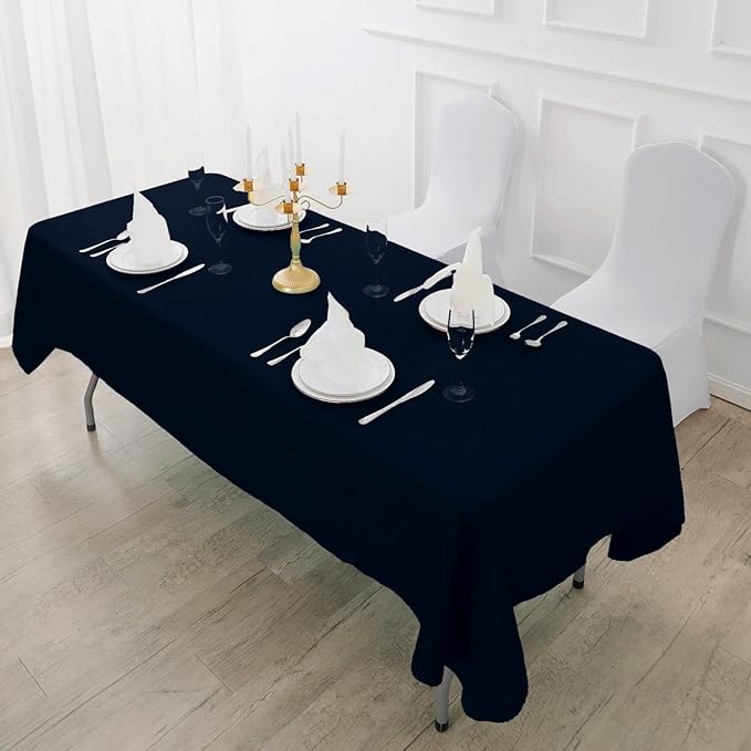 Fokitut 2 Pack Waterproof Rectangle Tablecloth, 90x156 Inch,Stain Resistant and Wrinkle Polyester Table Cloth, Fabric Table Cover for Kitchen Dining, Wedding, Party, Holiday Dinner-Navy