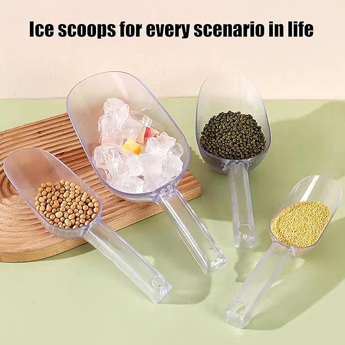 3PCS Clear Plastic Ice Scoop, 48 ounces Alec Ice Scoop, Kitchen Scoop for Ice Bucket Ice, Popcorn, Coffee Beans, Flour (48 oz.)