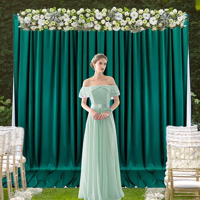 2 Panels Lake Green Backdrop Curtain, 10 x 10 Feet Background Curtains for Parties, Weddings, Baby Showers, Bachelorette Halloween, Christmas Birthday Party Photoshoot Backdrop Curtains Decorations