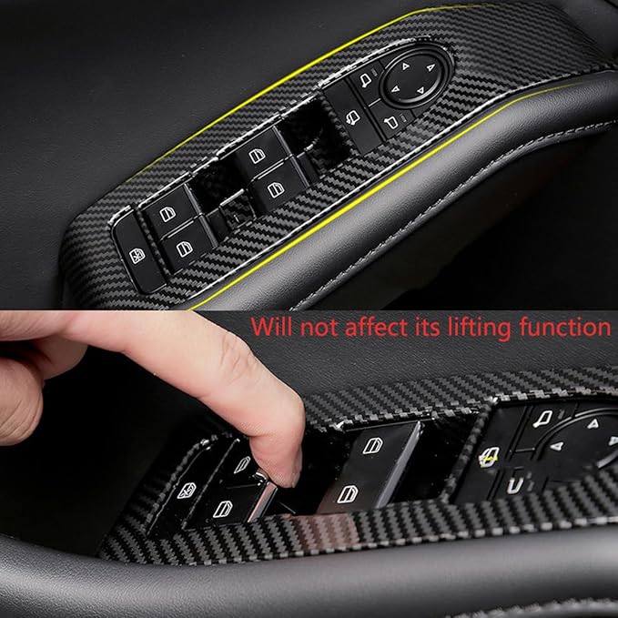 4pcs Carbon Fiber Style Front Rear Doors Window Glass Lift Switch Panel Cover Decorative Sticker Protection Car Interior Accessories for Mazda 3 2020-2025 KT12