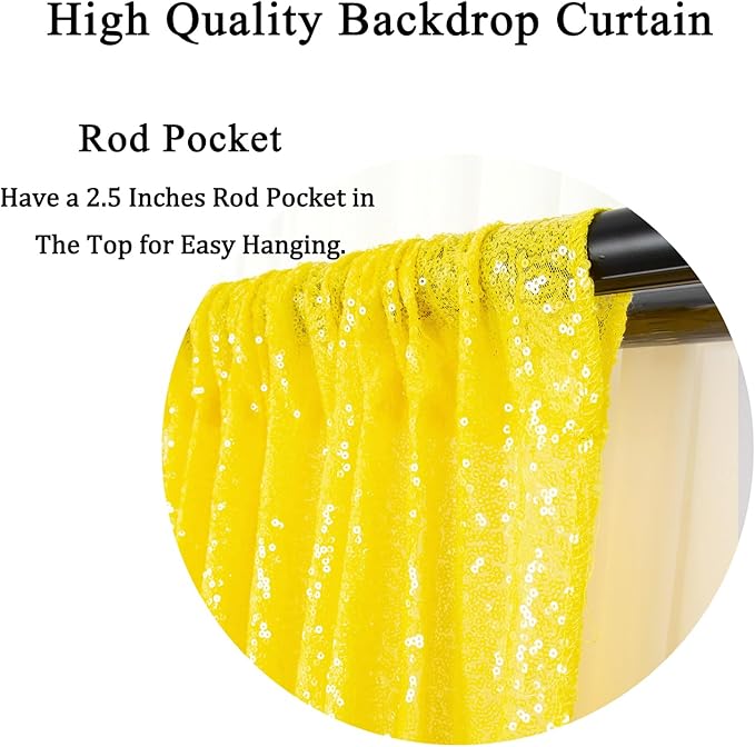 DUOBAO 4FT x 7FT Yellow Sequin Backdrop | Sparkly Wedding & Bridal Shower Background | Photo Booth & Party Decor | Durable & Elegant Shower Backdrop | Perfect for Ceremonies & Events