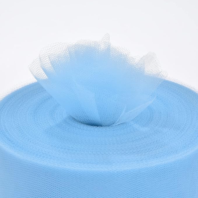 Tulle Fabric Roll, 6” by 200 Yards (600FT) Tulle Organza Fabric Spool for DIY Tutu Skirt Baby Shower Decor Wedding Backdrop Crafts Birthday Party Supplies(Aqua Blue)