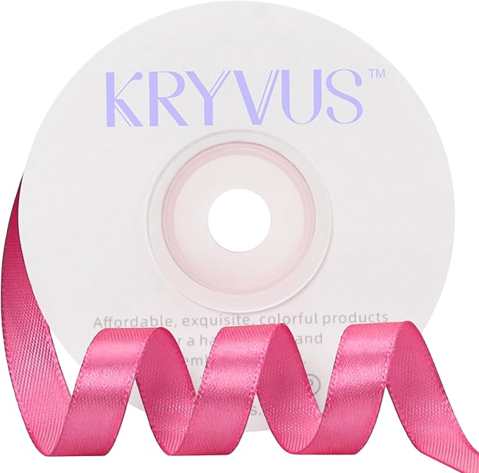 Hot Pink Satin Ribbon 3/8 inch X Continuous 25 Yards, Single Face Polyester Ribbon Perfect for Gift Wrapping, Flower Bouquet, Wedding Decor, Crafts, Bow Making, Sewing and More