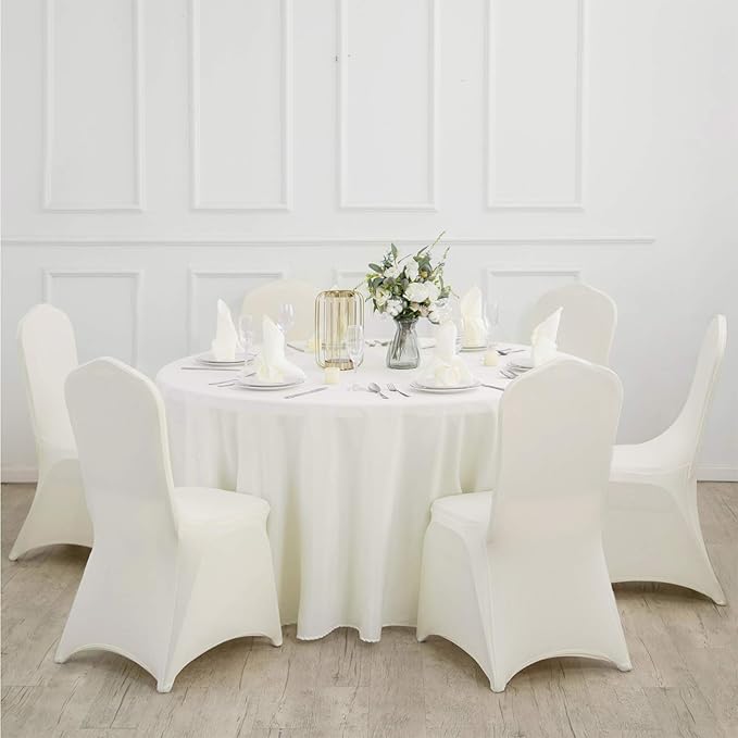 Ascoza 2pack 60 Inch Ivory Rectangular Tablecloth in Polyester Fabric for Wedding/Banquet/Restaurant/Parties