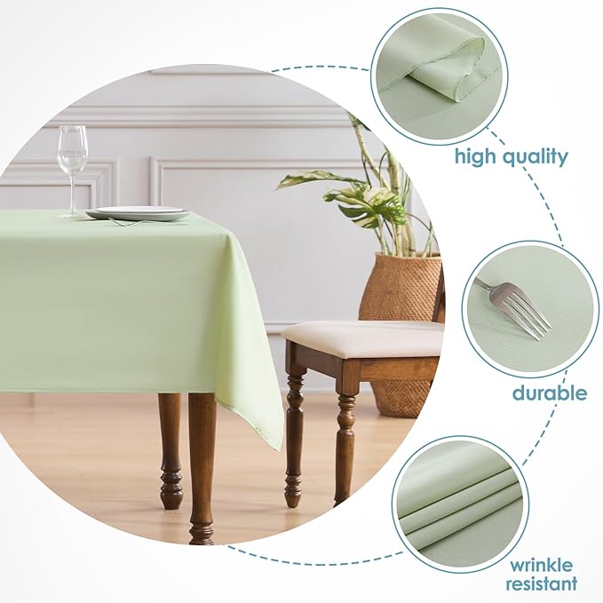 VidaFete Tablecloth 60*84inch Rectangle Table Cloth Polyester, Stain Wrinkle Resistant Polyester Dining Table Cover for Kitchen Dinning Party Wedding Rectangular Tabletop Buffet Decoration(Sagegreen)