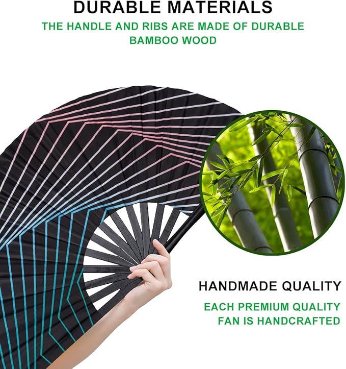Amajiji Large Folding Hand Rave Fan Popping Fan for Line Dancing Clacking Fans for Boots On The Ground Dance,Party,Decoration,Festival (Illusion Trippy)