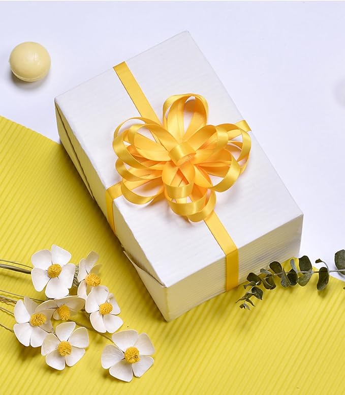 1 Inch Yellow Satin Ribbon 50 Yards Solid Fabric Ribbons for Gift Wrapping, Crafts, Floral Arrangements, Wedding, Party, Holiday Decor