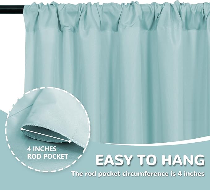 MEETSKY Light Green Backdrop Curtains 10ft x 10ft for Wedding Birthday Baby Shower Photography Party Backdrop Fabric Curtains Drapes Rod Pocket Light Filtering Window Drapes, 5ft x 10ft, 2 Panels