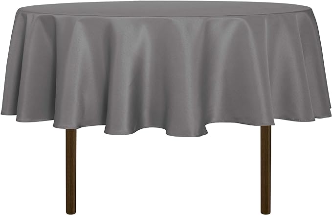 sancua Round Tablecloth - 70 Inch - Water Resistant Spill Proof Washable Polyester Table Cloth Decorative Fabric Table Cover for Dining Tables, Buffet Parties and Camping, Light Grey