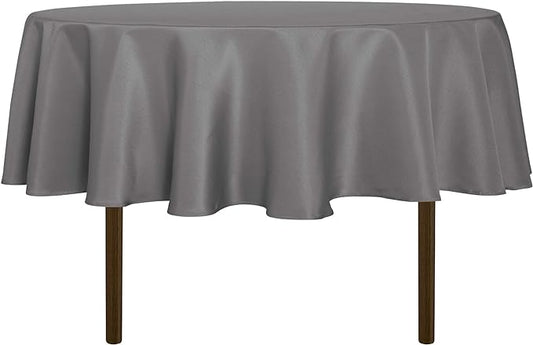 sancua Round Tablecloth - 70 Inch - Water Resistant Spill Proof Washable Polyester Table Cloth Decorative Fabric Table Cover for Dining Tables, Buffet Parties and Camping, Light Grey